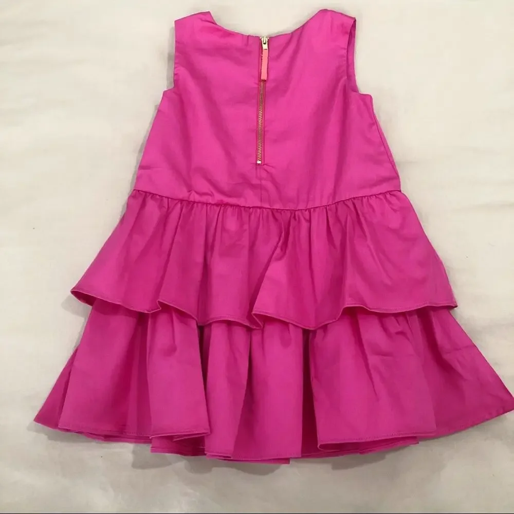 NWT J. Crew Factory Toddler Girl's Bright Pink Tiered Dress Size 3T